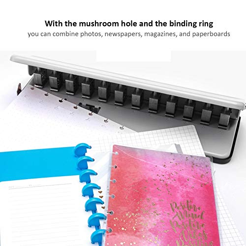 Einstellbare Pilzloch -Puncher -Papierkarten Foto Bindungsloch Lochmaschine für Schulbüro, 6 Blätter A4, Pink Grey (GRAY) von RIZGHWOY