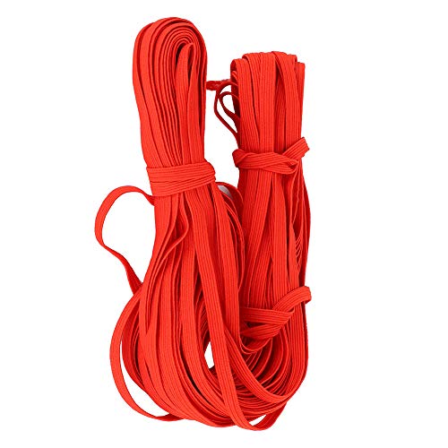 Flaches Farbiges Elastisches Band für Kleidung Accessoires 6 Mm Belastbares Elastizitätseil für Kleidungskreationen und Reparaturen, 30 Yards/Rollen, 1 X Elastizitätsband, Geeignet für DIY (Rot) von RIZGHWOY