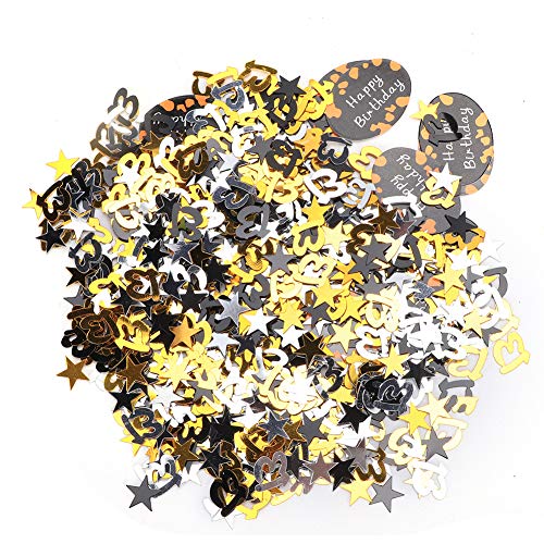 Glitzerndes Gold-Geburtstagsparty-Konfetti, Geburtstagszahlen in Schwarzgold und Silber und Papierkarten-Set für Hochzeits-Geburtstagsparty-Dekorationen (600 Stück Zahlen + 12 Glitzerndes Gold-Geburtstagsparty-Konfetti, Geburtstagszahlen in Schwarzgold und Silber und Papierkarten-Set für Hochzeits-Geburtstagsparty-Dekorationen (600 Stück Zahlen + 12 von RIZGHWOY