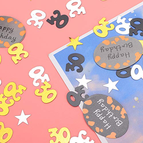 Glitzerndes Gold-Geburtstagsparty-Konfetti, Geburtstagszahlen in Schwarzgold und Silber und Papierkarten-Set für Hochzeits-Geburtstagsparty-Dekorationen (600 Stück Zahlen + 12 Glitzerndes Gold-Geburtstagsparty-Konfetti, Geburtstagszahlen in Schwarzgold und Silber und Papierkarten-Set für Hochzeits-Geburtstagsparty-Dekorationen (600 Stück Zahlen + 12 von RIZGHWOY