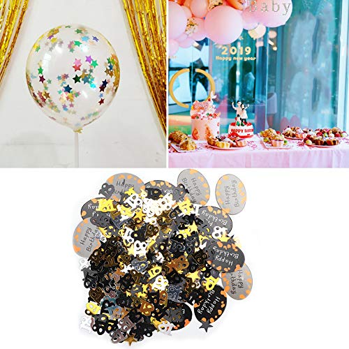 Glitzerndes Gold-Geburtstagsparty-Konfetti, Geburtstagszahlen in Schwarzgold und Silber und Papierkarten-Set für Hochzeits-Geburtstagsparty-Dekorationen (600 Stück Zahlen + 12 Glitzerndes Gold-Geburtstagsparty-Konfetti, Geburtstagszahlen in Schwarzgold und Silber und Papierkarten-Set für Hochzeits-Geburtstagsparty-Dekorationen (600 Stück Zahlen + 12 von RIZGHWOY