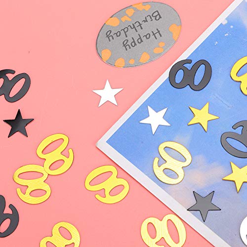 Glitzerndes Gold-Geburtstagsparty-Konfetti, Geburtstagszahlen in Schwarzgold und Silber und Papierkarten-Set für Hochzeits-Geburtstagsparty-Dekorationen (600 Stück Zahlen + 12 Glitzerndes Gold-Geburtstagsparty-Konfetti, Geburtstagszahlen in Schwarzgold und Silber und Papierkarten-Set für Hochzeits-Geburtstagsparty-Dekorationen (600 Stück Zahlen + 12 von RIZGHWOY