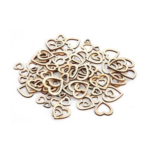 Handwerk Holz Hohl Herzform Handgefertigtes Poliertes Verzierungen für DIY -Kleidung Stoff Accessoires (30-10 mm gemischte Lieferung 200) von RIZGHWOY