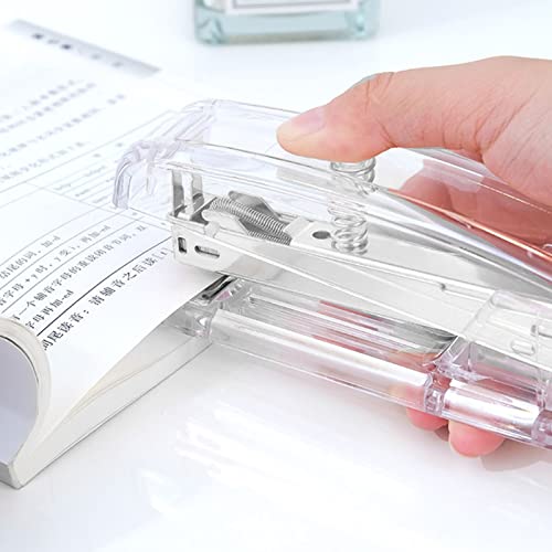 Labour Saving Small Hefter für Schreibtisch, Bequemer Grip -Büro -Hefter für Effizientes Stapeln (Transparent) von RIZGHWOY