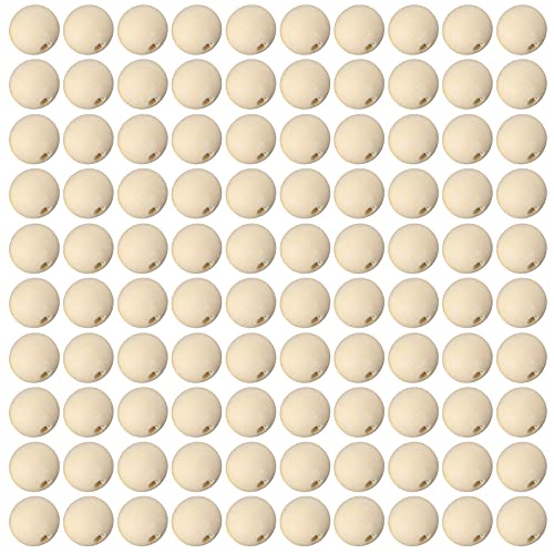 RIZGHWOY 25 Mm Holzperlen 100pcs für DIY -Handwerk und Schmuckherstellung, Runde Holzperlen mit Loch für Verschiedene Dekorationsprojekte, Ideale Familie und Freunde von RIZGHWOY
