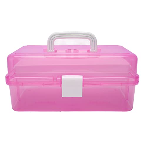 RIZGHWOY 3 Schichten Tragbare Plastik -Aufbewahrungsbox Transparent mit Griff für Kunsthandwerk, Kosmetik - Organisator für Schreibwaren, Schmuck, Haarwerkzeuge Leicht und Robust Ideal für Zuhause von RIZGHWOY
