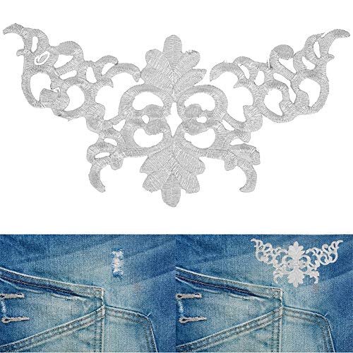 RIZGHWOY 4PCS Stickerei Badge Patch Nähtuchstoffaufkleber DIY Basteldekoration Kleidung Accessoires - Dekorieren Sie die Kleidung, Kreieren (Pagodenform Silber) von RIZGHWOY