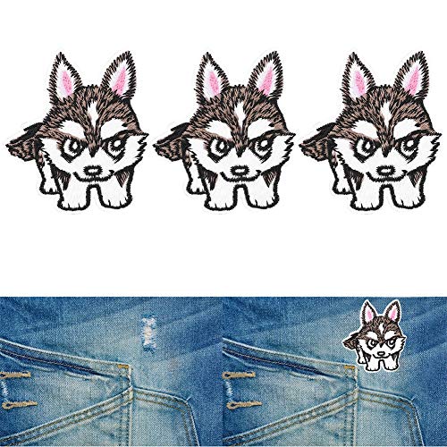 RIZGHWOY 6PCS Vivid Wolf Cub Applices Zum Bügeln oder Nähen, Ideal für die Reparatur und Dekoration der Kleidung (Kleiner Wolf stehen) von RIZGHWOY