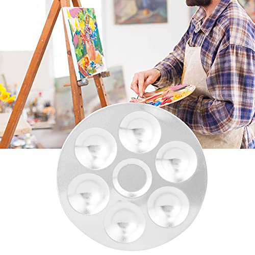 RIZGHWOY Aquarell Mischpalette Langlebige Aluminiumfarbe Zeichnungsschale für Studenten, 6-Löcher Runde Ideal für Amateur und Professionelle Künstler 13cm (6-Loch-Rundschreiben) von RIZGHWOY