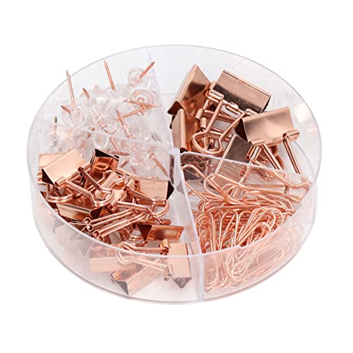 RIZGHWOY Büroclips Kit Metall Push Pins Papier Clips Bindemittel Sets für Organisation Office Supplies (Roségold) von RIZGHWOY