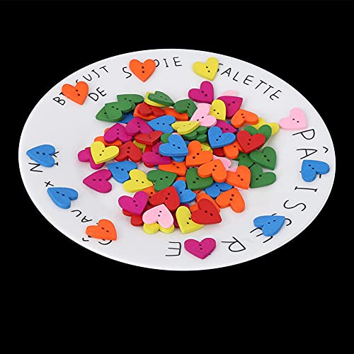 RIZGHWOY Buntes Holz Herzknopf DIY-Kleidung Dekoration Accessoires für Hand-Sewn-Kleidung Sammelalbboote Geschenkkarten 200pcs 20mm (Farbmischung) von RIZGHWOY
