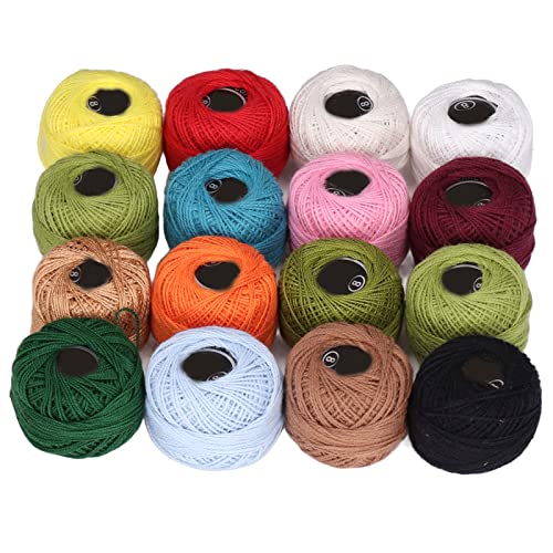 RIZGHWOY Buntes Robustes Häkeldraht - 16 Stück Baumwollfäden für Schals, Hüte und Schals RIZGHWOY Buntes Robustes Häkeldraht - 16 Stück Baumwollfäden für Schals, Hüte und Schals von RIZGHWOY