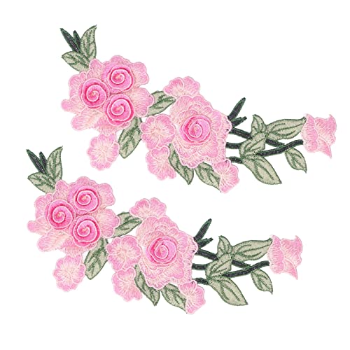 RIZGHWOY DIY Sticked Patch Seltene Kollektion Cotton Decorative Stoffaufkleber für T -Shirts -Taschen, Ideal Zum Nähen, 2 PCs (Rosenrot) von RIZGHWOY