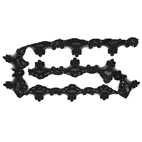 RIZGHWOY Exquisites Dekorativer Spitzenflächen mit Perlen und Pailletten für Hochzeitsverzerrungen 1 Yard (BLACK) von RIZGHWOY