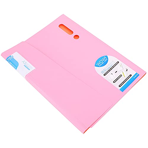 RIZGHWOY Farbiger Dateiordner Praktische Stifttasche A3/A4 Testpapierclip für Home Office Organization Blau/Grün/Pink (W-C0012-Pulver) von RIZGHWOY