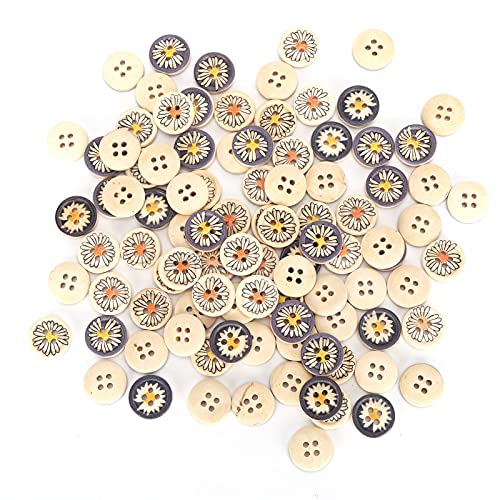 RIZGHWOY Hölzerne Gänseblümchen - Dekorative Nähknöpfe für Kinderkleidung 100pcs DIY -Kleidungszubehör von RIZGHWOY