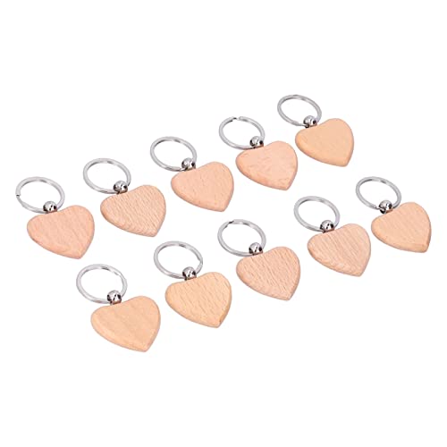 RIZGHWOY Hölzerne Herzförmige Schlüsselbund Leichte Gewicht Haltbarer DIY Personalisierte EDC -Schlüsselbund -Lüfter 10pcs Holzschlüsselkette von RIZGHWOY