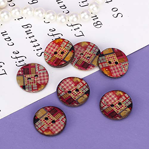 RIZGHWOY Kokosnussschale Bemalte Knöpfe Umweltfreundlich 100pcs Nähen für Kleidung Accessoires Scrapbooking DIY, Farbenfrohe 20-mm-Knöpfe für DIY-Handwerk (1) von RIZGHWOY