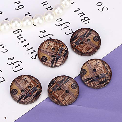 RIZGHWOY Kokosnussschale Bemalte Knöpfe Umweltfreundlich 100pcs Nähen für Kleidung Accessoires Scrapbooking DIY, Farbenfrohe 20-mm-Knöpfe für DIY-Handwerk (Farbe Nr. 7) von RIZGHWOY