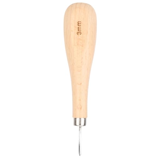 RIZGHWOY Leder -Rhombus Awl Langable Stahlkegel Stanzwerkzeug für Lederarbeitsbegeisterte Buchengriff 1 X Rhombus Awl (3 mm) von RIZGHWOY