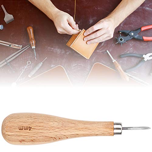 RIZGHWOY Leder -Rhombus Awl Langable Stahlkegel Stanzwerkzeug für Lederarbeitsbegeisterte Buchengriff 1 X Rhombus Awl (4mm) von RIZGHWOY