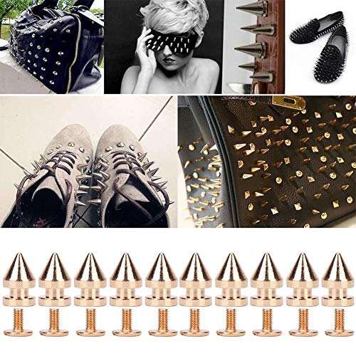 RIZGHWOY Metal Niet - -Spikes Langlebige Modedekoration für Jacken, Schuhe, 20 Prozent Gold/Silber/Waffenfarbe für Ledercraft Enthusiasten (8 * 13,5 mm Gold) von RIZGHWOY
