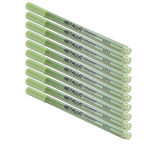 RIZGHWOY Metallic Marker Stift Wasserbasierte Permanente Tinte Ultra Fine Point Tipp Art Supplies für Bastelstoff Stoff Metall Plastikstein 12 Stcs/Box (Gelbgrün) von RIZGHWOY
