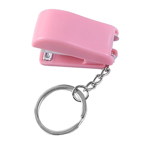 RIZGHWOY Mini Keychain Hefter Kreatives Niedliches Cartoon -Design, Tragbare Kunststoff/Metall -Mini Hefter Schlüsselhalter für Schüler/Schriftsteller (PINK) von RIZGHWOY