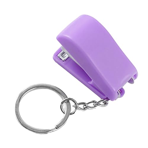 RIZGHWOY Mini Keychain Hefter Kreatives Niedliches Cartoon -Design, Tragbare Kunststoff/Metall -Mini Hefter Schlüsselhalter für Schüler/Schriftsteller (PURPLE) von RIZGHWOY