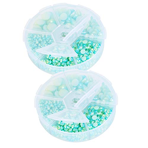 RIZGHWOY Nachahmung Perlen -Gradientenperlen für Kleidung DIY Dreamy Color Coating Flat Back Accessoires für Handwerksliebhaber 2300pcs Boxed Set (Boxed 14) von RIZGHWOY