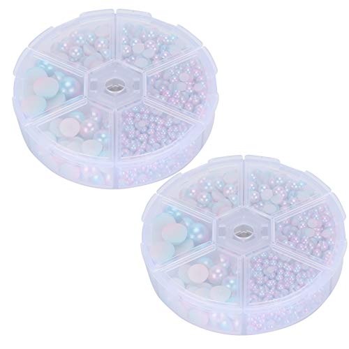 RIZGHWOY Nachahmung Perlen -Gradientenperlen für Kleidung DIY Dreamy Color Coating Flat Back Accessoires für Handwerksliebhaber 2300pcs Boxed Set (Kasten 1) von RIZGHWOY