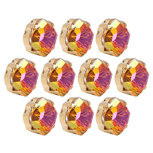 RIZGHWOY Nähen Klauen Diamant Hochübertragung Glasdekorationen für Party und Zuhause, 10 -mm -Kit für DIY Zubehör (Lila Rot und Golden) von RIZGHWOY