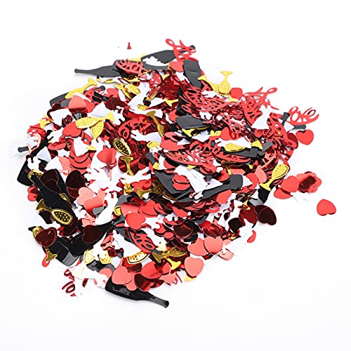 RIZGHWOY PVC -Pailletten Red Heart Golden Black Wine Glass Dekoration für Hochzeitsfeiern und DIY -Handwerk, 100g von RIZGHWOY