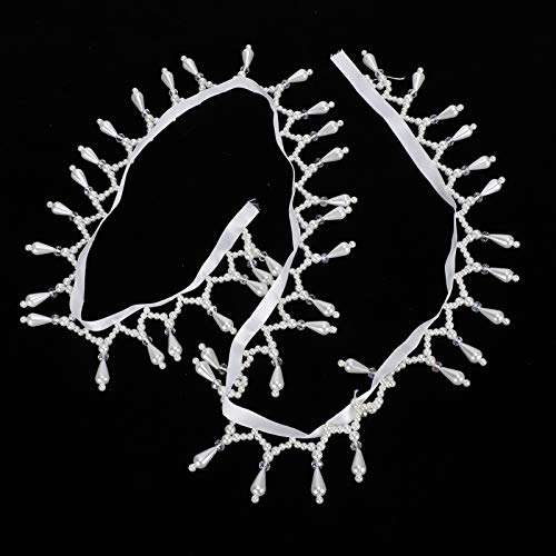 RIZGHWOY Perlperlen Quastenband Elegante Handgefertigte Kantenverkleidung für DIY -Kleidung, Vorhänge - Perfektes für Handwerksliebhaber, Kleidungsdekoration (4,5 cm breit) von RIZGHWOY