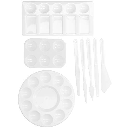 RIZGHWOY Plastikmaler Schaberpalette Set für das Zeichnen von Aquarell -Kit, Ideal für Professionelle Maler, Leicht zu Reinigen und Wiederverwenden, Kunststoffmaterial, 8pcs von RIZGHWOY