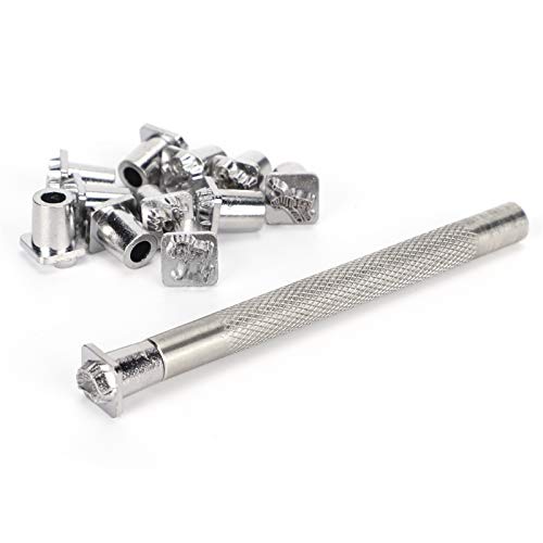 RIZGHWOY Punch Tool Lederhandwerk Starke Auswirkung Kraft 12pcs Stempel Gemüse Leder 1PC Griff für Profis und Hobbyisten (#1) von RIZGHWOY