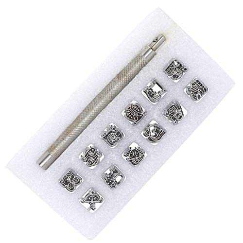 RIZGHWOY Punch Tool Lederhandwerk Starke Auswirkung Kraft 12pcs Stempel Gemüse Leder 1PC Griff für Profis und Hobbyisten (#2) von RIZGHWOY