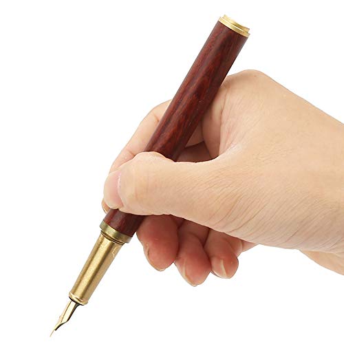 RIZGHWOY Rotes Sandelholz Schreibstift für die Übung Kalligraphie Glatte Tinte Fließende Schüler 0,5 Mm für Bürovorräte von RIZGHWOY