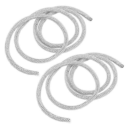 RIZGHWOY Sprudelnde Strasskleidung DIY -Nähdekoration Kleidung für Hochzeitskleid, Strassseil, Gurte für Kleider, 2pcs (6 mm weißes Netz, weißer Diamant) von RIZGHWOY