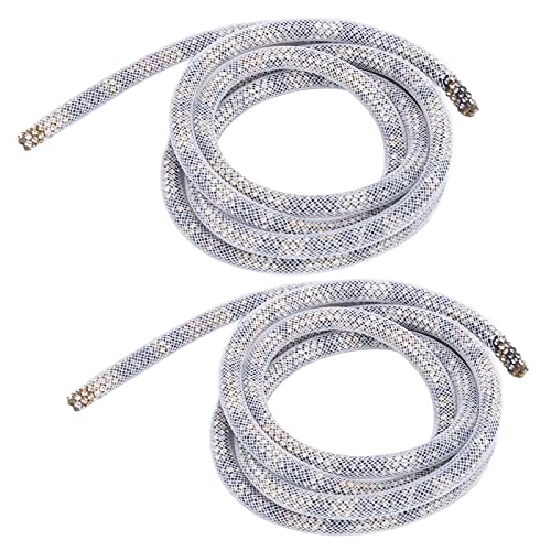 RIZGHWOY Sprudelnde Strasskleidung DIY -Nähdekoration Kleidung für Hochzeitskleid, Strassseil, Gurte für Kleider, 2pcs (6 mm weißes Netz Leopardendruck Diamant) von RIZGHWOY