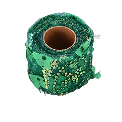 RIZGHWOY Tulle Roll Bestickte Pailletten Blumen Mesh Band für Hochzeitsdekorationen Leichtes Flexibles Kunsthandwerk DIY -Kleidung für Partydekorationsmaterial: Polyester/10 Yards/6 Cm (dunkelgrün) von RIZGHWOY