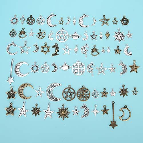 RIZGHWOY Vintage Alloy Moonstar Muster Armband Schmuckmaterialien für DIY -Kunsthandwerk, Geeignet für die Herstellung von Einzigartigen Armbändern und Halsketten für Handwerksbegeisterte (73pcs) von RIZGHWOY
