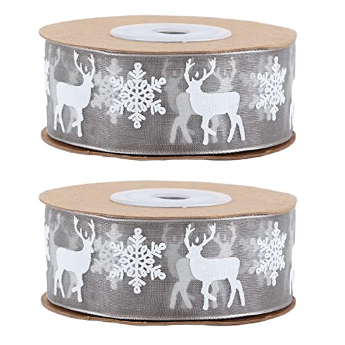 RIZGHWOY Weihnachten Schneeflocke Elchbanddekoration für DIY Crafts Holiday Party Geschenkverpackung, 2 Rollen aus Grauem Satin -Geschenkband für Weihnachtsdekorationen RIZGHWOY Weihnachten Schneeflocke Elchbanddekoration für DIY Crafts Holiday Party Geschenkverpackung, 2 Rollen aus Grauem Satin -Geschenkband für Weihnachtsdekorationen von RIZGHWOY