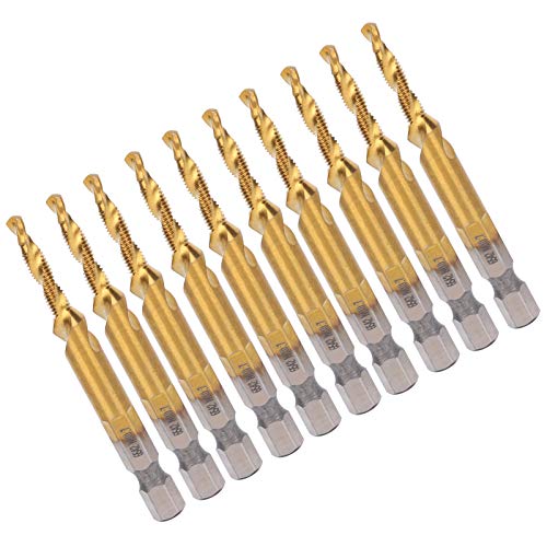 Vielseitig 10pcs M4 HSS Schraubhahn -Tap -Kit Hochgeschwindigkeit Stahl Hex Shank Tippwerkzeuge für Kohlenstoffstahl Kupfer Aluminium Magnesiumlegierungen von RIZGHWOY