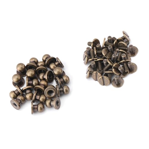 Vielseitiger Kupfer -Nietknopf für Benutzerdefinierte Lederarbeit - 20pcs Runder Kopf Solid Nietknopf (8x6mm Bronze) von RIZGHWOY