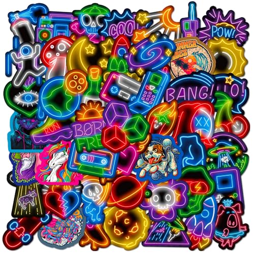 Aufkleber,50 Stück Cool Neon Sticker Set Graffiti Sticker Kinder Wasserfeste Vinyl Aufkleber Fahrrad Auto Laptop Skateboard Scrapbook Trinkflasche Koffer Kindergeburtstag Gastgeschenke Neon Party Deko Aufkleber,50 Stück Cool Neon Sticker Set Graffiti Sticker Kinder Wasserfeste Vinyl Aufkleber Fahrrad Auto Laptop Skateboard Scrapbook Trinkflasche Koffer Kindergeburtstag Gastgeschenke Neon Party Deko von RIZTGAE