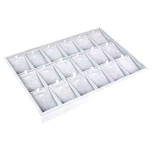 RJ Displays - 18 Gitter grauer Samt-Organizer für Halsketten, Ohrringe, Anhänger, Schmuck – stapelbare Aufbewahrungsvitrine – 35 x 24 x 3,3 cm – Schmuckhalter-Pad-Größe je 7 x 5,1 cm RJ Displays - 18 Gitter grauer Samt-Organizer für Halsketten, Ohrringe, Anhänger, Schmuck – stapelbare Aufbewahrungsvitrine – 35 x 24 x 3,3 cm – Schmuckhalter-Pad-Größe je 7 x 5,1 cm von RJ Displays
