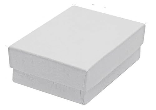 RJ Displays - 20 Stück mit Baumwolle gefüllte Papierkarton-Anhänger, Ohrringe, Charms, Taschenuhr, Schmuck, Geschenk und Einzelhandelsboxen, 7,6 x 5,1 x 2,5 cm, Größe #32 (weiß) von RJ Displays