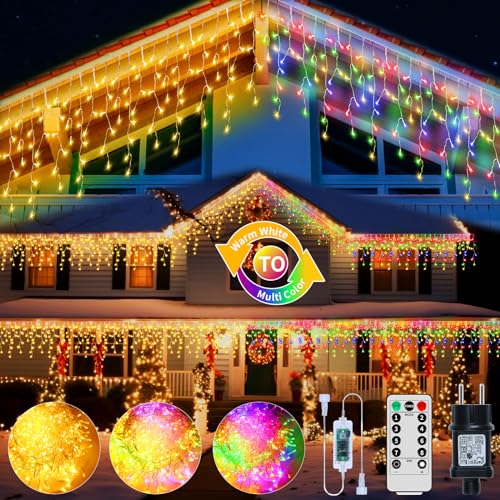 RJEDL 15+5M 600 LED Erneuerbar Eisregen Lichterkette, Weihnachtslichterkette mit 8 Modi, Timer, Memory-Funktion Weihnachtsbeleuchtung Lichtervorhang， für Innen Außen Weihnachten Balkon Deko von RJEDL