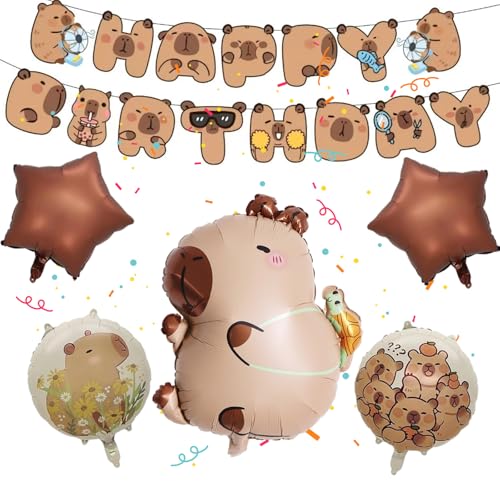 5 Stück Capybara-Luftballons, 2 Stück Capybara-Geburtstagsbanner, Capybara-Geburtstagsdekoration für Kindergeburtstag, Party, Hochzeitstag, Abschlussfeier, Themenballon-Dekoration 5 Stück Capybara-Luftballons, 2 Stück Capybara-Geburtstagsbanner, Capybara-Geburtstagsdekoration für Kindergeburtstag, Party, Hochzeitstag, Abschlussfeier, Themenballon-Dekoration von RJFUJP